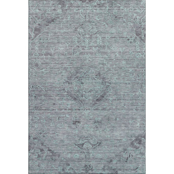 HomeRoots 5' X 8' Teal and Gray Medallion Area Rug - Washable, Durable, UV Protected & Stain Resistant Design! 684644