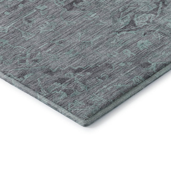 HomeRoots 5' X 8' Teal and Gray Medallion Area Rug - Washable, Durable, UV Protected & Stain Resistant Design! 684644