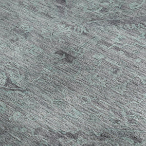 HomeRoots 5' X 8' Teal and Gray Medallion Area Rug - Washable, Durable, UV Protected & Stain Resistant Design! 684644