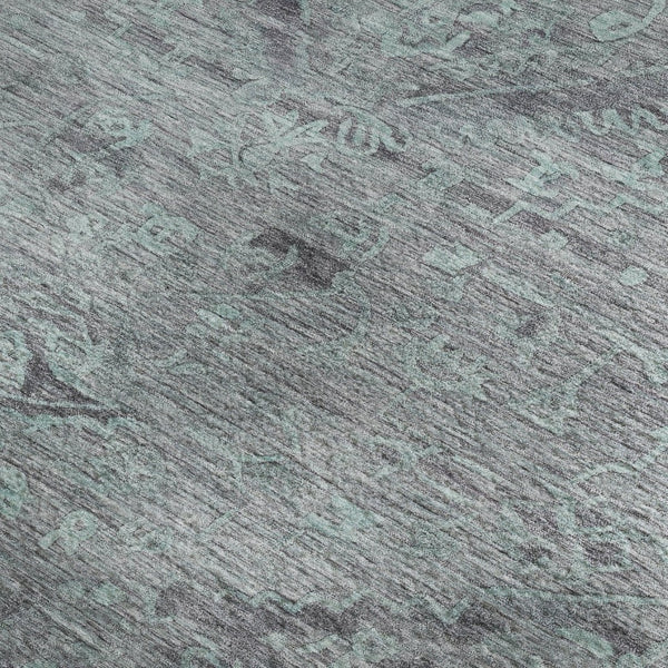 HomeRoots 5' X 8' Teal and Gray Medallion Area Rug - Washable, Durable, UV Protected & Stain Resistant Design! 684644