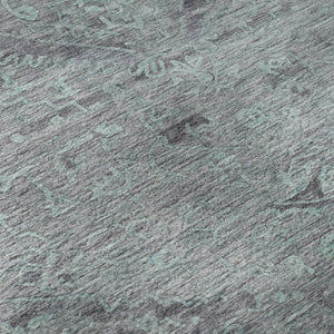 HomeRoots 8' X 10' Teal and Gray Medallion Area Rug – Stylish, Washable, UV-Protected, Kid & Pet-Friendly Decor 684646