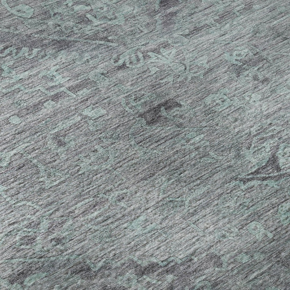 HomeRoots 9' X 12' Teal And Gray Medallion Area Rug - Stylish, Washable, Stain-Resistant, UV Protected Design 684647