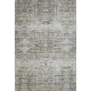 HomeRoots 5' X 8' Gray Silver And Gold Abstract Washable Area Rug - Modern Design with UV Protection & Durability 684650
