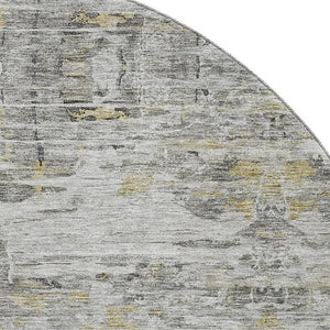 HomeRoots 8' Gray Silver and Gold Abstract Round Rug – Washable, UV Protected, Durable, Stylish for Any Space 684651