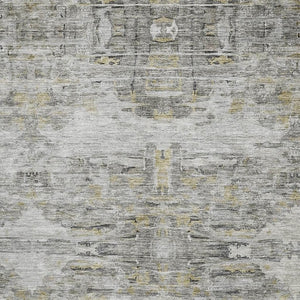 HomeRoots 8' X 10' Gray Silver and Gold Abstract Washable Area Rug - Durable, Stylish, and UV Protected Design! 684652