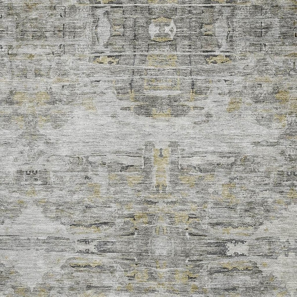 HomeRoots 8' X 10' Gray Silver and Gold Abstract Washable Area Rug - Durable, Stylish, and UV Protected Design! 684652