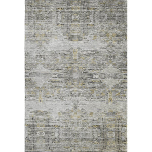 HomeRoots 9' X 12' Gray Silver and Gold Abstract Area Rug - Washable, Stain-Resistant, UV-Protected Elegance! 684653
