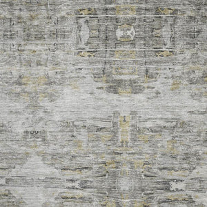 HomeRoots 9' X 12' Gray Silver and Gold Abstract Area Rug - Washable, Stain-Resistant, UV-Protected Elegance! 684653