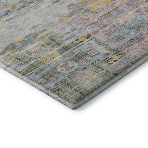 HomeRoots 8' X 10' Abstract Linen Gold and Teal Washable Area Rug - Durable, Stain-Resistant, UV Protected Design 684658