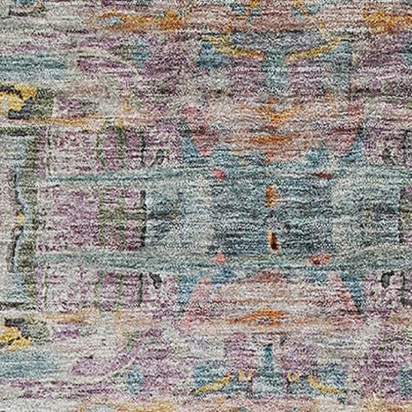 HomeRoots 8' X 10' Abstract Linen Gold and Teal Washable Area Rug - Durable, Stain-Resistant, UV Protected Design 684658