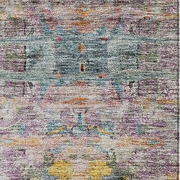 HomeRoots 10' X 14' Stylish Gold & Teal Abstract Area Rug - Washable, UV-Protected, Perfect for Family Spaces! 684660