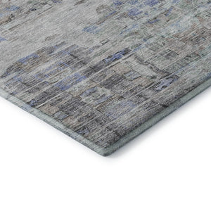 HomeRoots 9' X 12' Taupe Blue Gray Abstract Area Rug - Stain Resistant, UV Protected, Stylish for High-Traffic Rooms 684665
