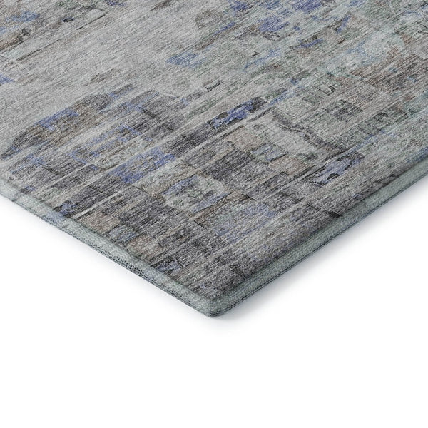 HomeRoots 9' X 12' Taupe Blue Gray Abstract Area Rug - Stain Resistant, UV Protected, Stylish for High-Traffic Rooms 684665