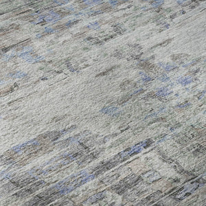 HomeRoots 9' X 12' Taupe Blue Gray Abstract Area Rug - Stain Resistant, UV Protected, Stylish for High-Traffic Rooms 684665