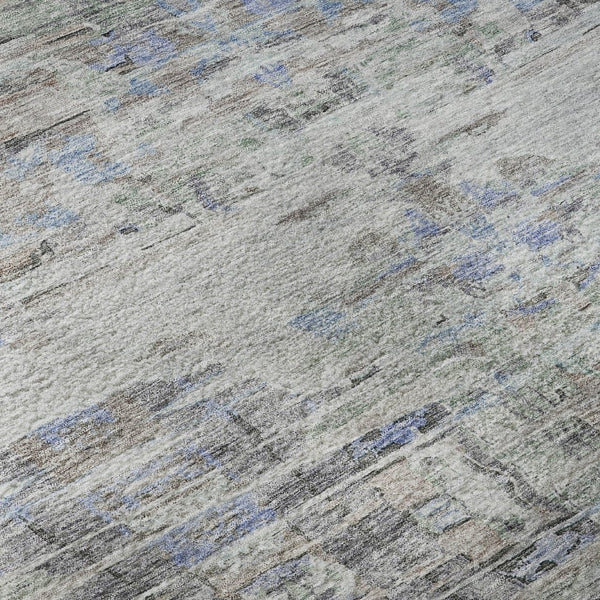 HomeRoots 9' X 12' Taupe Blue Gray Abstract Area Rug - Stain Resistant, UV Protected, Stylish for High-Traffic Rooms 684665