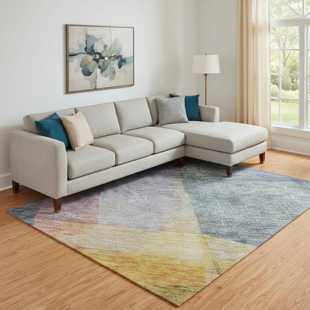 HomeRoots 9' X 12' Colorful Abstract Area Rug - Washable, UV Protected, Durable Design for Busy Homes 684671