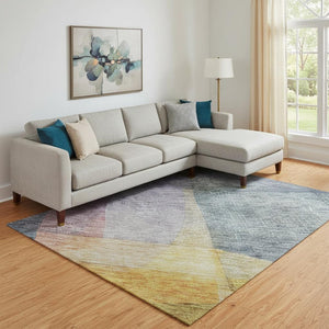 HomeRoots 9' X 12' Colorful Abstract Area Rug - Washable, UV Protected, Durable Design for Busy Homes 684671