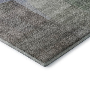 HomeRoots 8' Modern Abstract Washable Round Rug in Brown, Green & Blue – Durable, UV-Protected & Easy-Clean! 684675