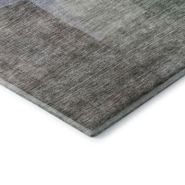 HomeRoots 8' Modern Abstract Washable Round Rug in Brown, Green & Blue – Durable, UV-Protected & Easy-Clean! 684675
