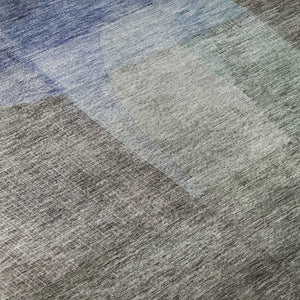 HomeRoots 8' Modern Abstract Washable Round Rug in Brown, Green & Blue – Durable, UV-Protected & Easy-Clean! 684675