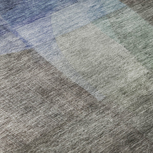 HomeRoots 8' Modern Abstract Washable Round Rug in Brown, Green & Blue – Durable, UV-Protected & Easy-Clean! 684675