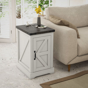 English Elm HOMCOM Farmhouse End Table with Drawer and Open Shelf for Small Spaces Sturdy MDF Accent Table White W2225P249998