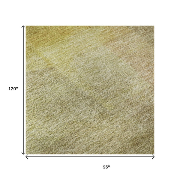 HomeRoots 8' X 10' Washable Gold and Wheat Abstract Area Rug with UV Protection for Modern Spaces and Durability 684682