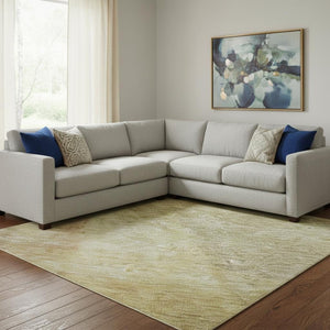 HomeRoots 8' X 10' Washable Gold and Wheat Abstract Area Rug with UV Protection for Modern Spaces and Durability 684682