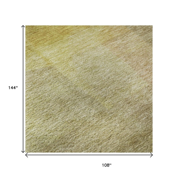 HomeRoots 9' X 12' Gold and Wheat Abstract Washable Area Rug - Durable, UV-Protected, Perfect for High-Traffic Spaces 684683