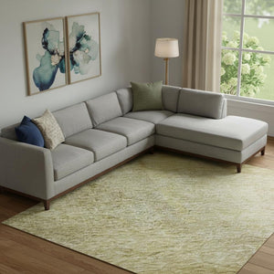 HomeRoots 9' X 12' Gold and Wheat Abstract Washable Area Rug - Durable, UV-Protected, Perfect for High-Traffic Spaces 684683