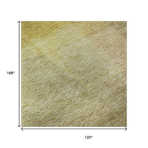 HomeRoots 10' X 14' Gold and Wheat Abstract Area Rug - Durable, Washable, UV-Protected for Modern Homes 684684