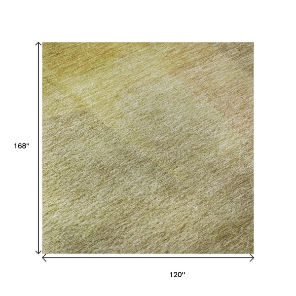 HomeRoots 10' X 14' Gold and Wheat Abstract Area Rug - Durable, Washable, UV-Protected for Modern Homes 684684