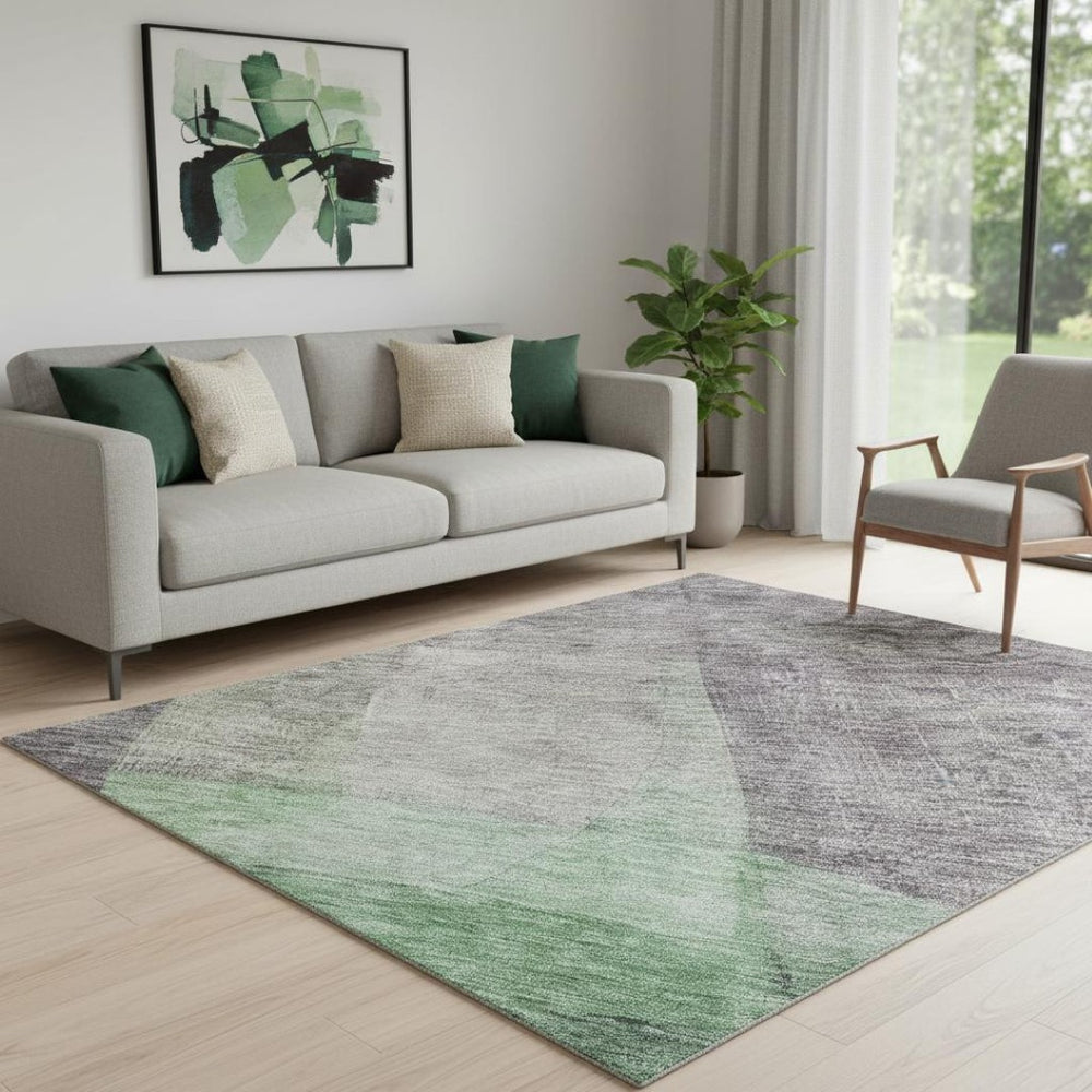 HomeRoots 5' X 8' Vibrant Purple and Green Abstract Area Rug - Washable, UV Protected, Stain Resistant Design 684686