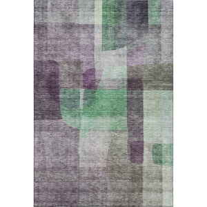 HomeRoots 8' X 10' Vibrant Purple And Green Abstract Washable Area Rug - Stain Resistant & UV Protected Design 684688