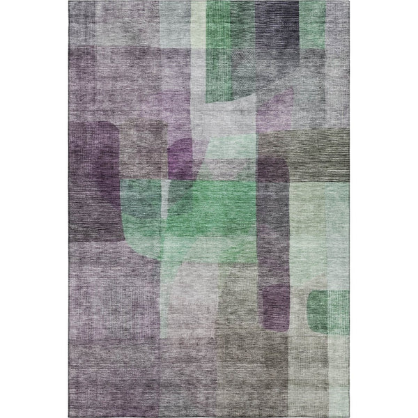 HomeRoots 8' X 10' Vibrant Purple And Green Abstract Washable Area Rug - Stain Resistant & UV Protected Design 684688