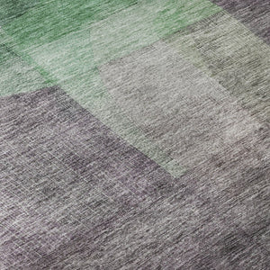 HomeRoots 8' X 10' Vibrant Purple And Green Abstract Washable Area Rug - Stain Resistant & UV Protected Design 684688