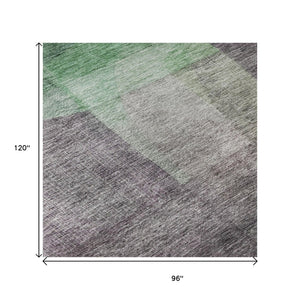 HomeRoots 8' X 10' Vibrant Purple And Green Abstract Washable Area Rug - Stain Resistant & UV Protected Design 684688