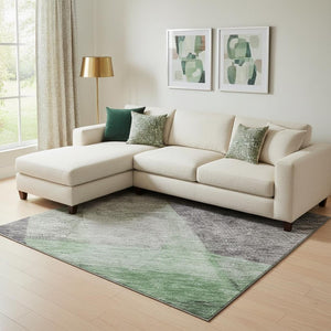 HomeRoots 9' X 12' Bold Purple and Green Abstract Washable Area Rug with UV Protection for High-Traffic Spaces 684689