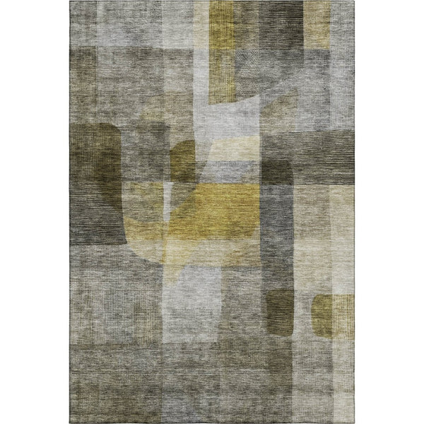 HomeRoots 10' Contemporary Taupe Gold Gray Abstract Area Rug – Washable, UV Protected, Stain Resistant Charm 684696