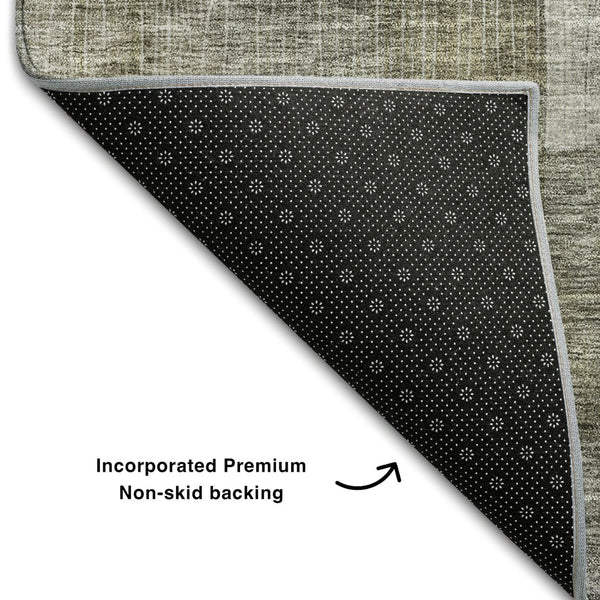 HomeRoots 10' Contemporary Taupe Gold Gray Abstract Area Rug – Washable, UV Protected, Stain Resistant Charm 684696