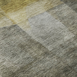HomeRoots 10' Contemporary Taupe Gold Gray Abstract Area Rug – Washable, UV Protected, Stain Resistant Charm 684696