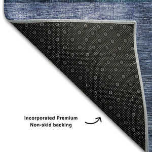 HomeRoots 9' X 12' Vibrant Blue, Purple & Gold Geometric Washable Area Rug with UV Protection for Homes 684701