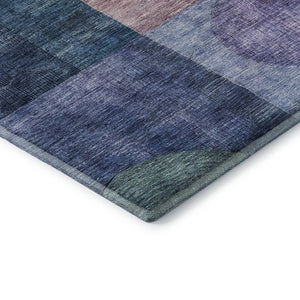 HomeRoots 9' X 12' Vibrant Blue, Purple & Gold Geometric Washable Area Rug with UV Protection for Homes 684701