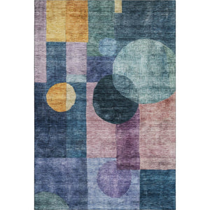 HomeRoots 10' Vibrant Blue, Purple, and Gold Geometric Washable Area Rug with UV Protection for High Traffic Homes 684702