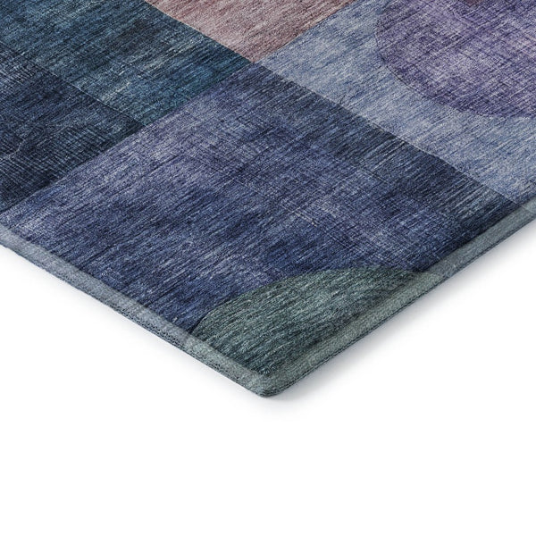 HomeRoots 10' Vibrant Blue, Purple, and Gold Geometric Washable Area Rug with UV Protection for High Traffic Homes 684702