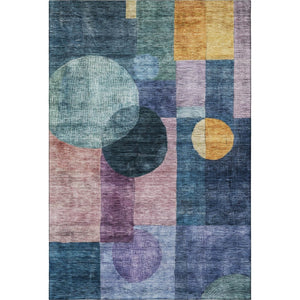HomeRoots 10' Vibrant Blue, Purple, and Gold Geometric Washable Area Rug with UV Protection for High Traffic Homes 684702