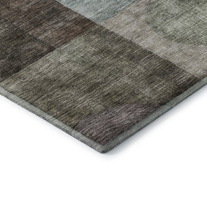 HomeRoots 10' X 14' Stylish Brown Blue Taupe Geometric Washable Area Rug with UV Protection for Busy Homes 684708