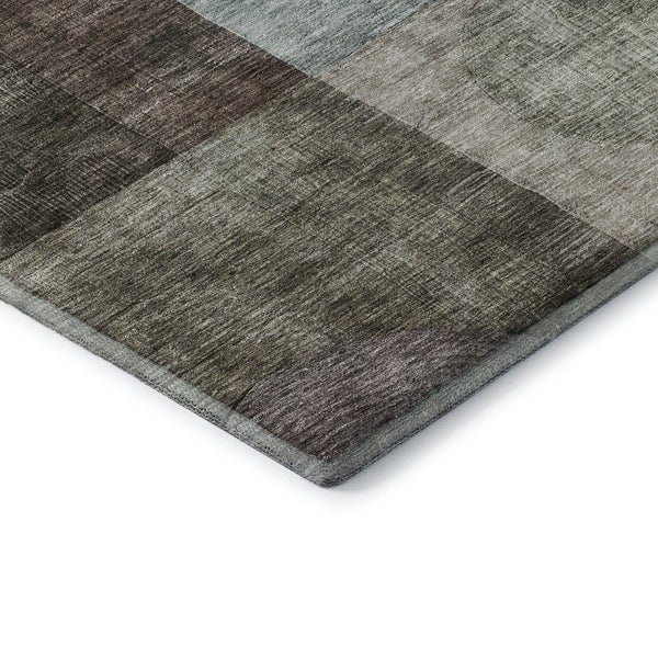 HomeRoots 10' X 14' Stylish Brown Blue Taupe Geometric Washable Area Rug with UV Protection for Busy Homes 684708