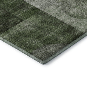 HomeRoots 9' X 12' Washable Fern Green, Gray & Silver Geometric Area Rug with UV Protection for Modern Homes 684713