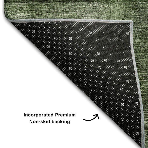 HomeRoots 10' X 14' Stylish Fern Green & Gray Geometric Washable Area Rug with UV Protection for Homes 684714